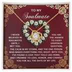 Romantic Gift for Her – Love Knot Necklace with Poetic Soulmate Card