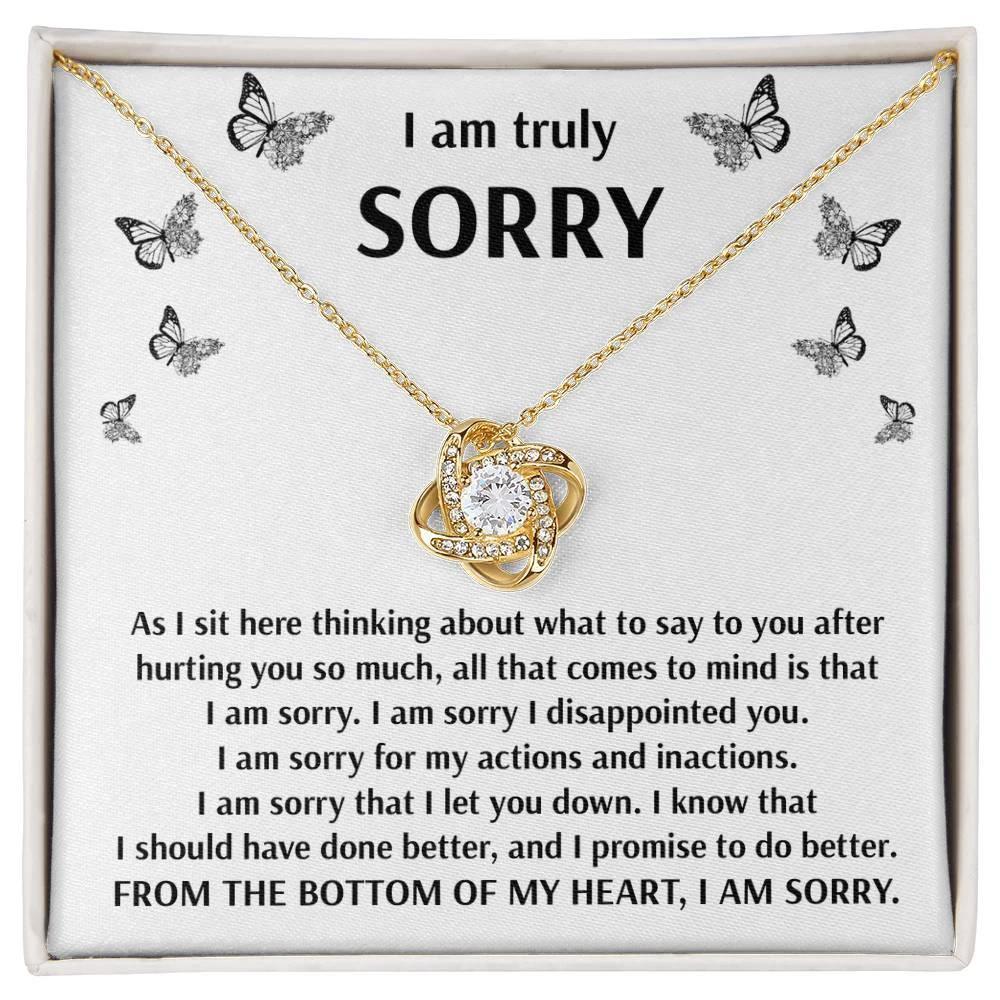 Apology Gift for Girlfriend, Wife, Soulmate - Sorry, Done Better - Love Knot Pendant Necklace