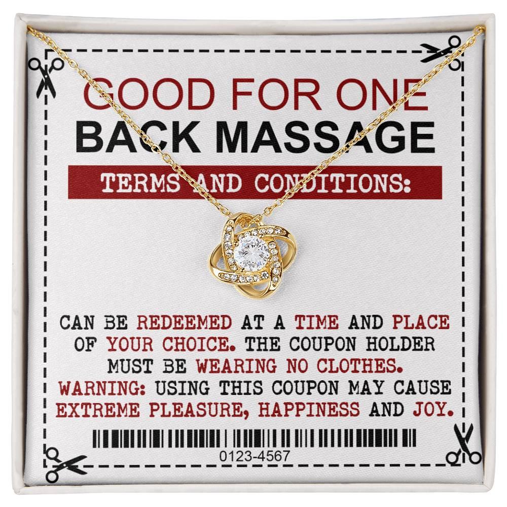 Gift for Wife Back Massage Coupon Love Knot Pendant Necklace - Mallard Moon Gift Shop
