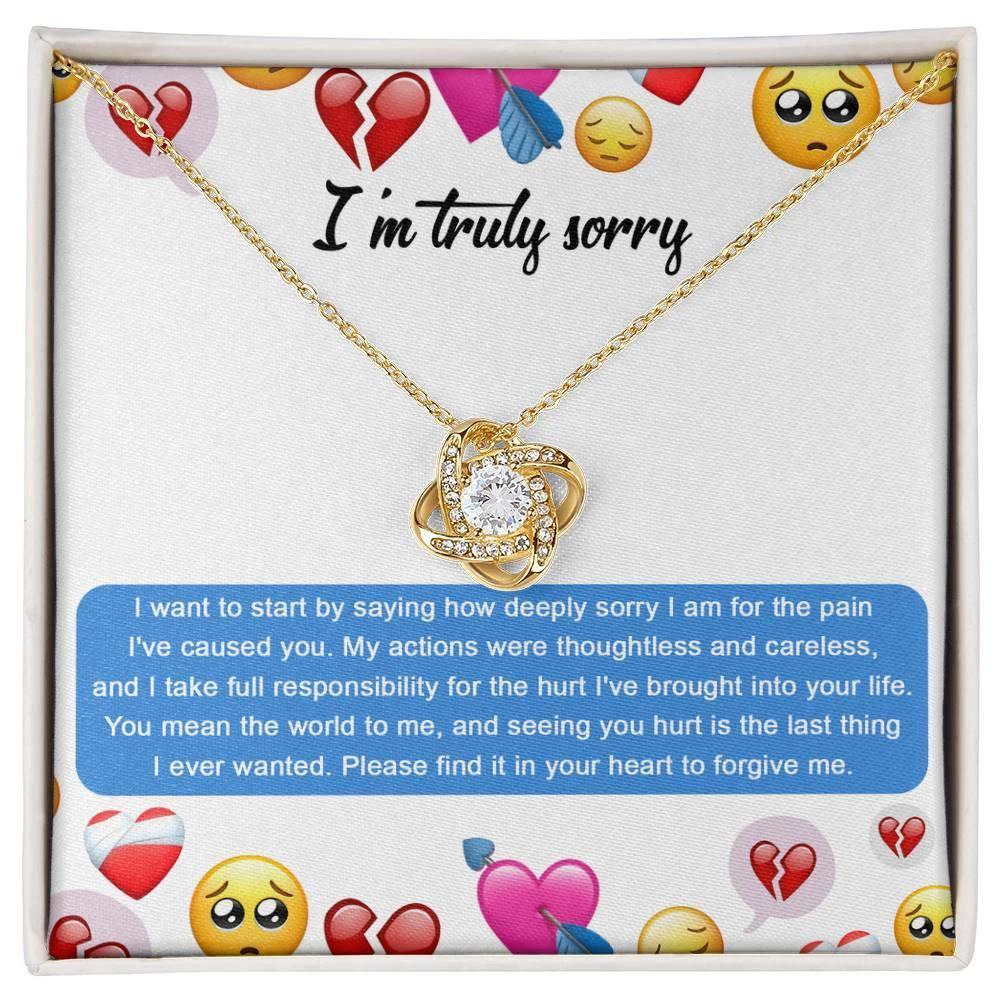 Apology Gift for Girlfriend, Wife, Soulmate - Sorry, How Deeply Sorry - Love Knot Pendant Necklace