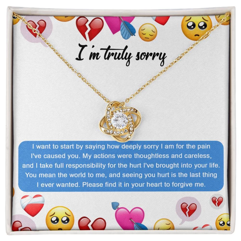 Apology Gift for Girlfriend, Wife, Soulmate - Sorry, How Deeply Sorry - Love Knot Pendant Necklace - Mallard Moon Gift Shop