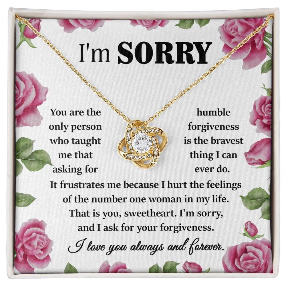 Apology Gift for Girlfriend, Wife, Soulmate-Sorry, Your Forgiveness-Love Knot Pendant Necklace