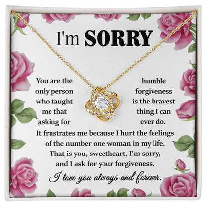 Apology Gift for Girlfriend, Wife, Soulmate-Sorry, Your Forgiveness-Love Knot Pendant Necklace - Mallard Moon Gift Shop
