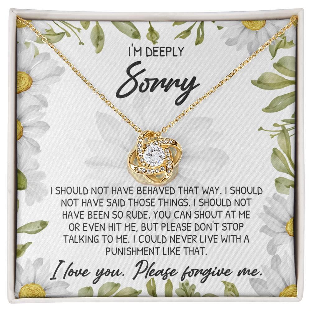 Apology Gift for Girlfriend, Wife, Soulmate-Sorry, Please Don't Stop Talking - Love Knot Pendant Necklace - Mallard Moon Gift Shop
