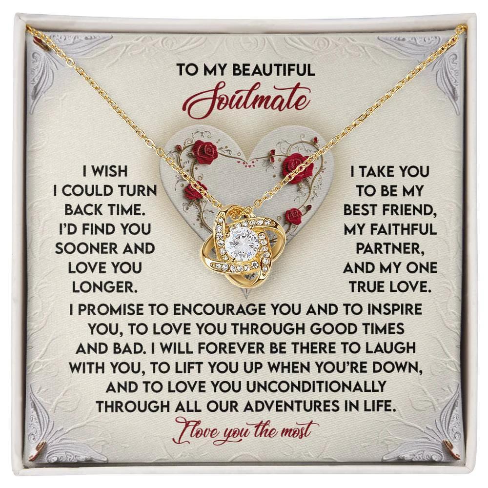 Romantic Anniversary, Valentine's Day Gift for Soulmate, Wife, Girlfriend - Laugh With You - Love Knot Pendant Necklace