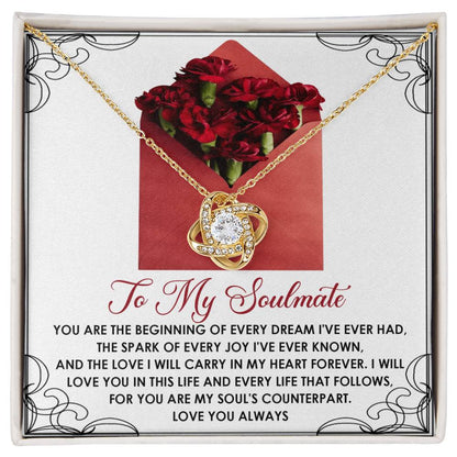 Romantic Anniversary, Valentine's Day Gift for Soulmate, Wife, Girlfriend - Carry In My Heart Forever - Love Knot Pendant Necklace - Mallard Moon Gift Shop