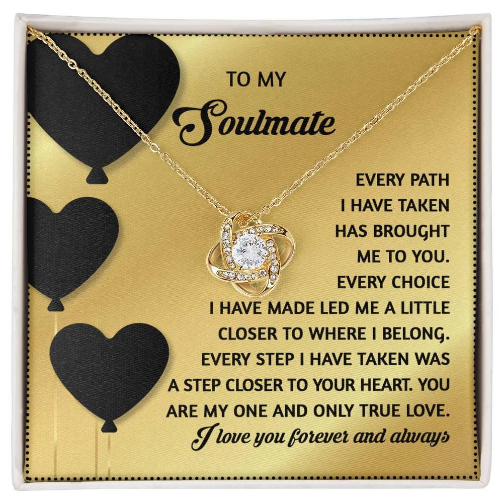 Gift for Soulmate - A Step Closer - Love Knot Pendant Necklace - A Romantic Valentine’s Gift for Your One True Love