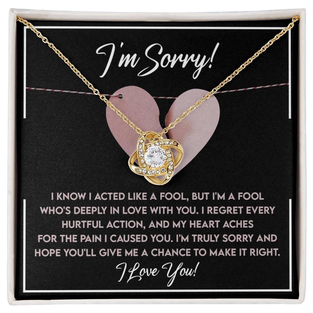 Apology Gift for Girlfriend, Wife, Soulmate - Sorry, Deeply In Love - Love Knot Pendant Necklace
