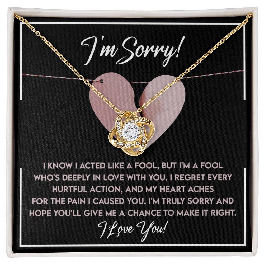 Apology Gift for Girlfriend, Wife, Soulmate - Sorry, Deeply In Love - Love Knot Pendant Necklace - Mallard Moon Gift Shop