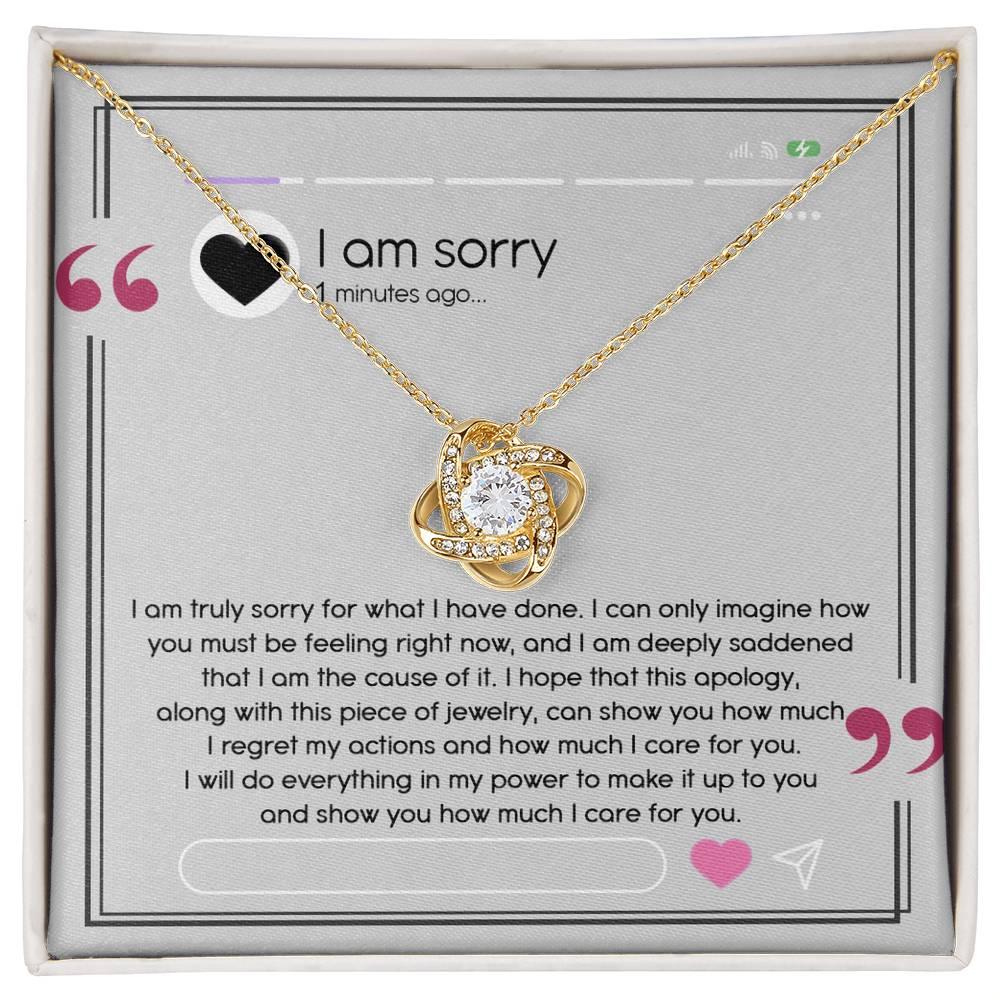 Gift for Girlfriend, Wife - Sorry, I Care For You - Love Knot Pendant Necklace - Mallard Moon Gift Shop