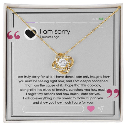 Gift for Girlfriend, Wife - Sorry, I Care For You - Love Knot Pendant Necklace - Mallard Moon Gift Shop