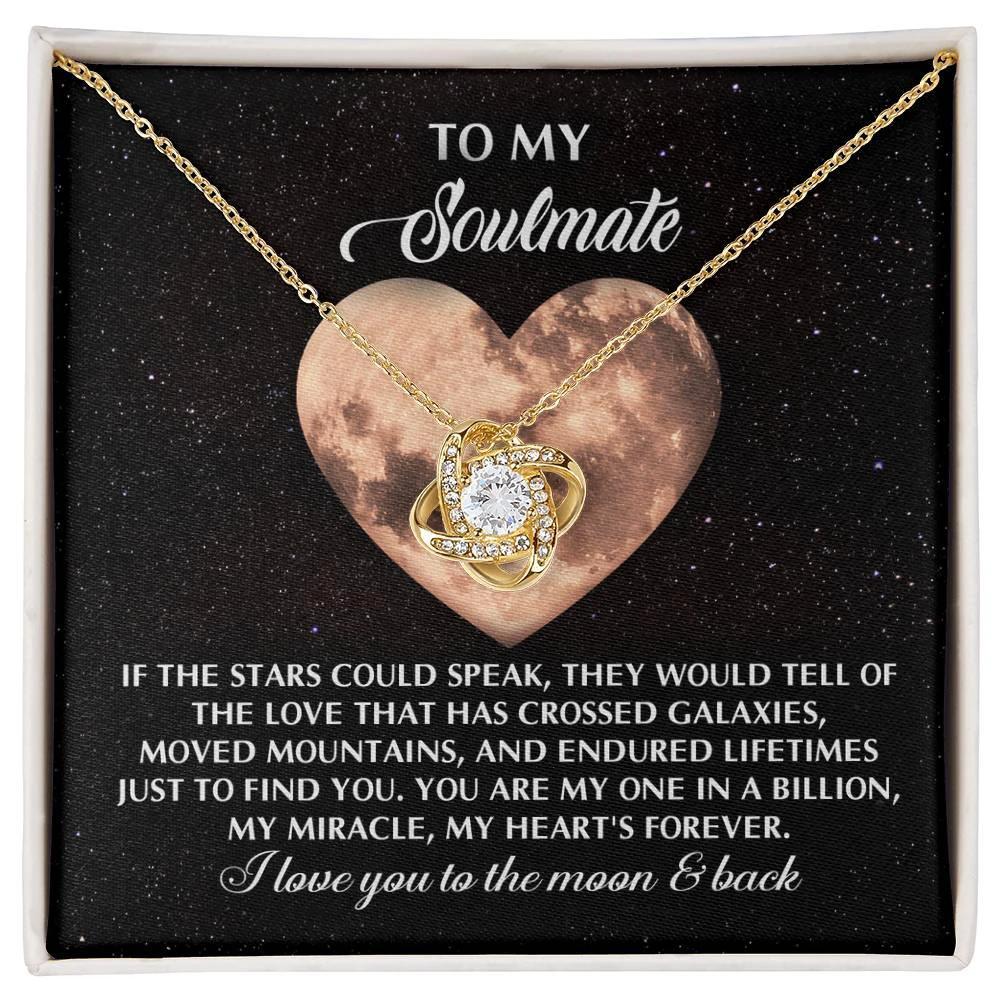 Romantic Gift for Soulmate, Wife or Girlfriend - I Love You to the Moon and Back - Love Knot Pendant Necklace
