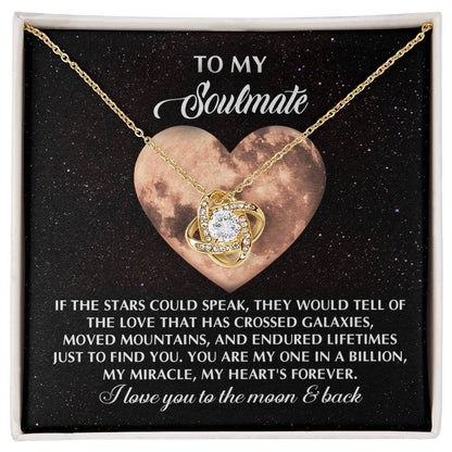 Romantic Gift for Soulmate, Wife or Girlfriend - I Love You to the Moon and Back - Love Knot Pendant Necklace - Mallard Moon Gift Shop
