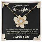 To My Wonderful Daughter – Love Knot Necklace with Magnolia Flower Message Card | Proud Mom Gift for Birthday or Graduation