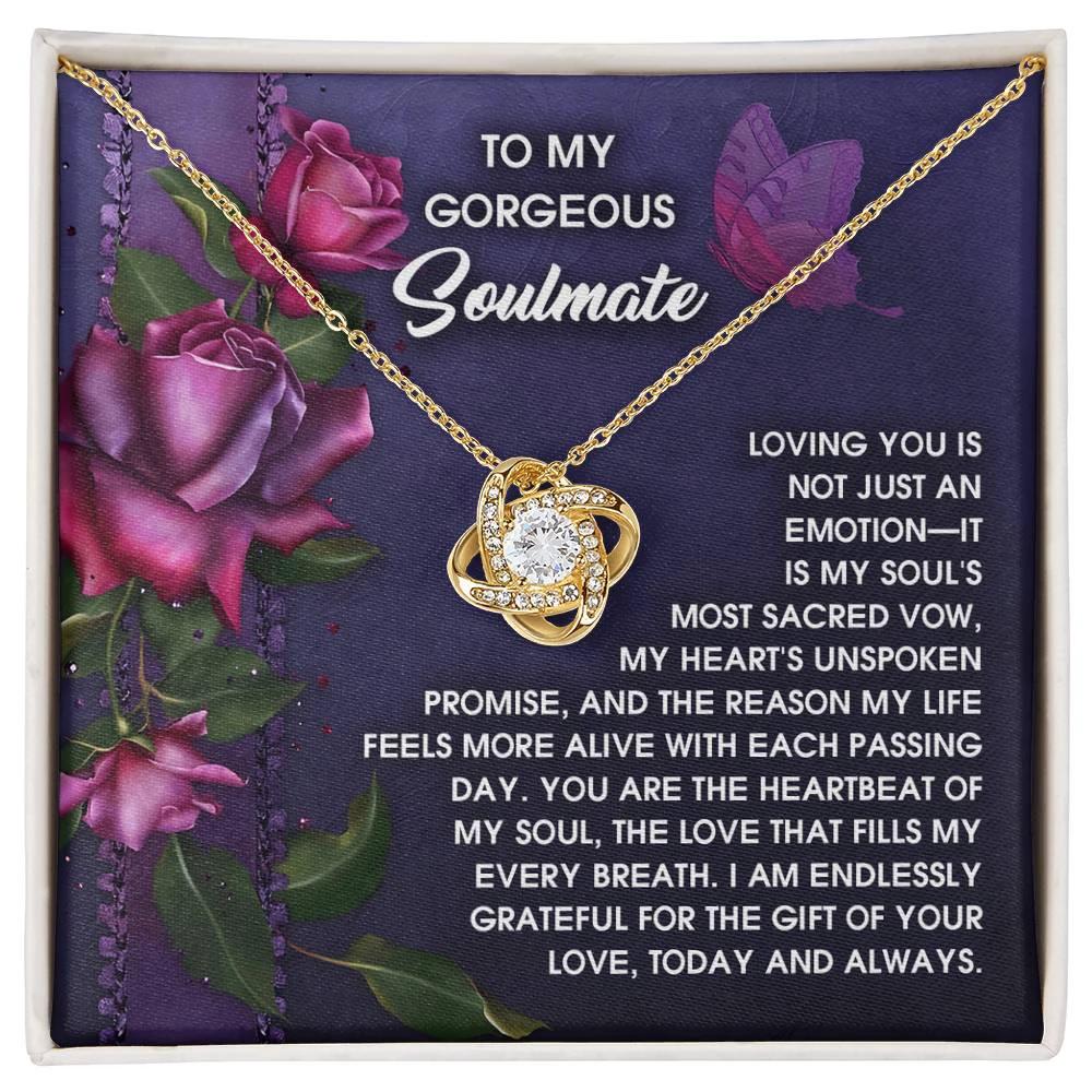 Romantic Anniversary, Valentine's Day Gift for Soulmate, Wife, Girlfriend - Unspoken Promise - Love Knot Pendant Necklace