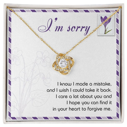 Gift for Girlfriend, Wife - Sorry, Take It Back - Love Knot Pendant Necklace - Mallard Moon Gift Shop
