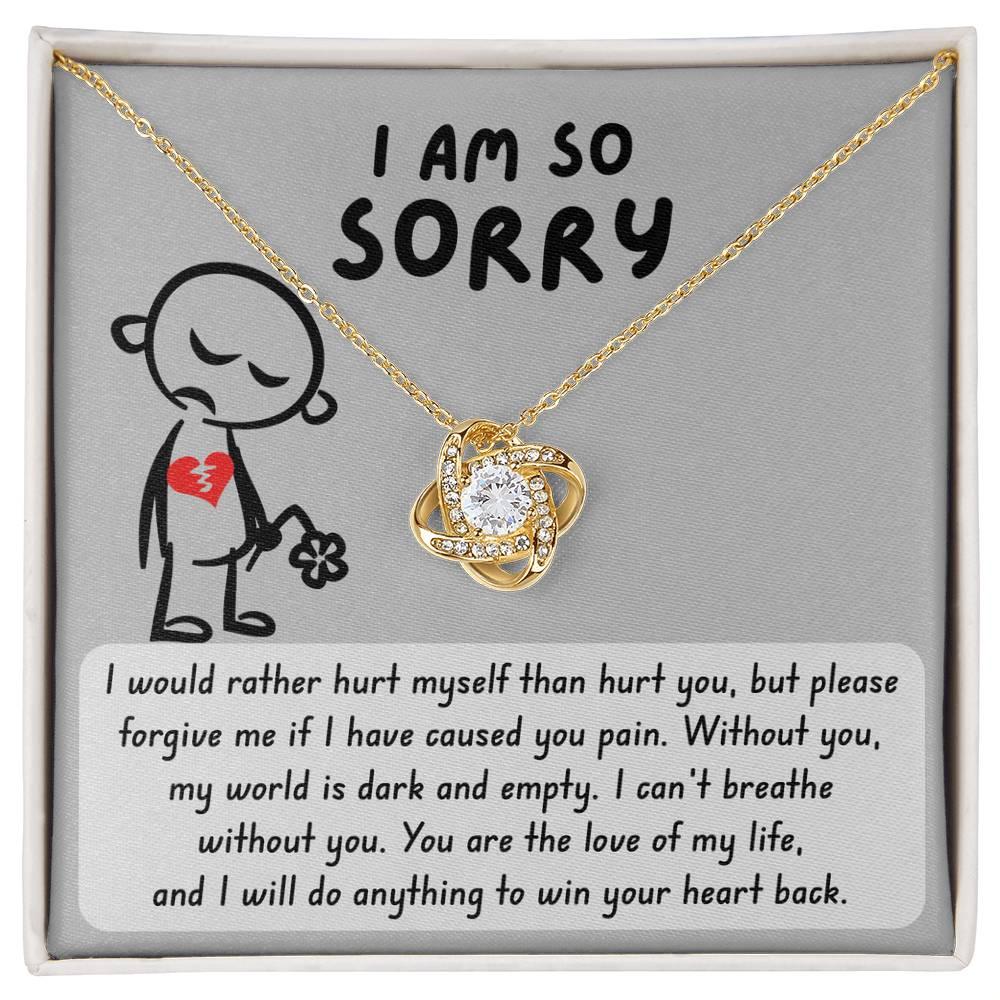 Apology Gift for Girlfriend, Wife, Soulmate - Sorry, Dark And Empty - Love Knot Pendant Necklace - Mallard Moon Gift Shop