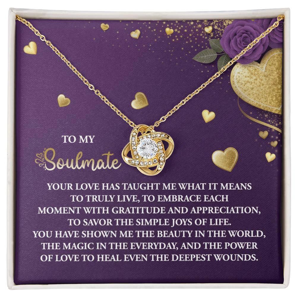 To My Soulmate" Love Knot Necklace – A Beautiful Valentine’s Day Gift Celebrating Love, Joy, and Healing