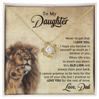 To My Daughter – “Old Lion” Dad & Daughter Love Knot Necklace | Inspirational Father-to-Daughter Gift with Heartfelt Lion Message Card