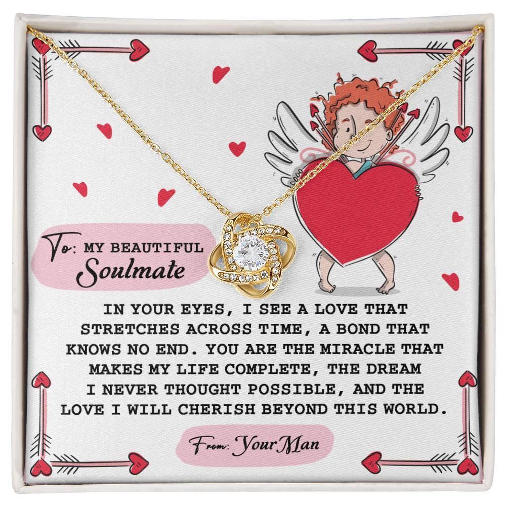 Romantic Anniversary, Valentine's Day Gift for Soulmate, Wife, Girlfriend - Cherish You - Love Knot Pendant Necklace