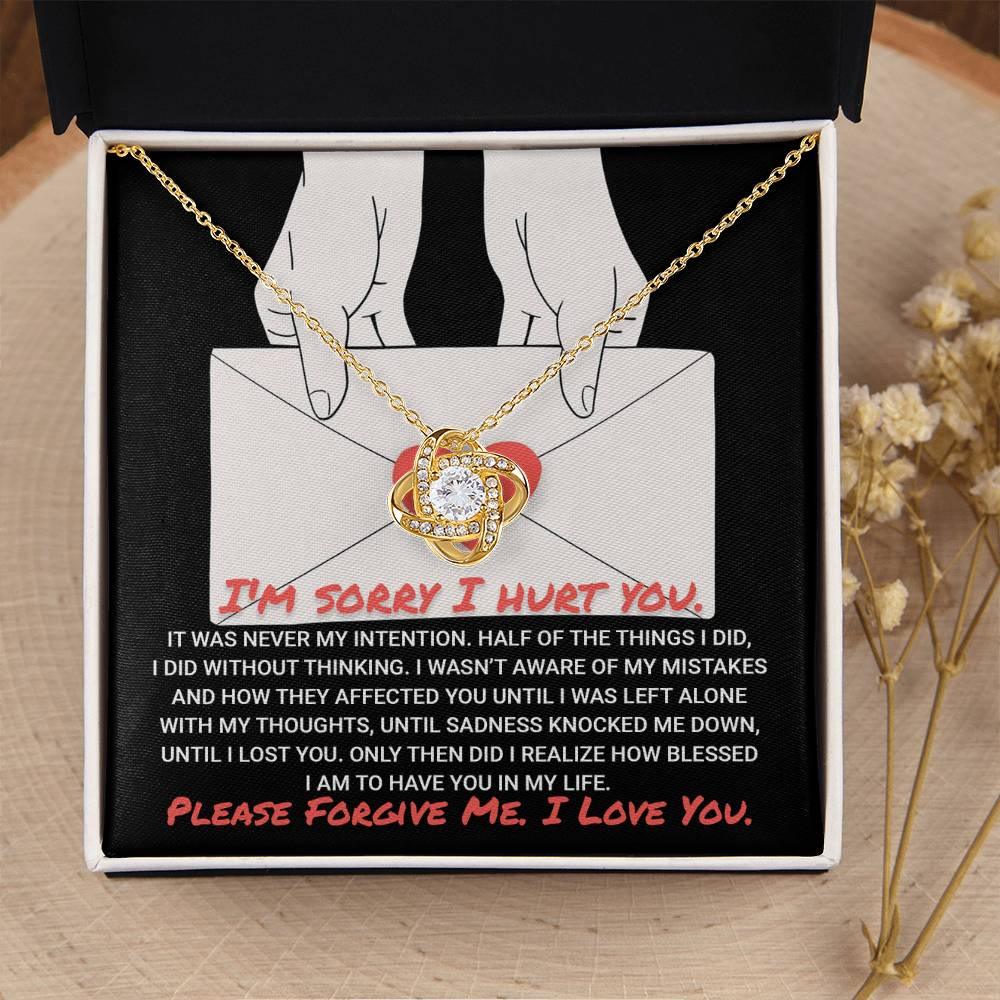 Apology Gift for Girlfriend, Wife, Soulmate-Sorry, Without Thinking - Love Knot Pendant Necklace - Mallard Moon Gift Shop