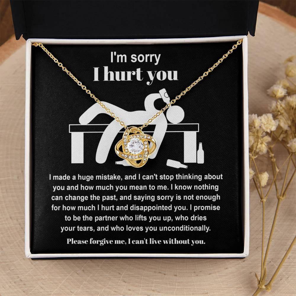 Apology Gift for Girlfriend, Wife, Soulmate - Sorry, Nothing Can Change The Past - Love Knot Pendant Necklace