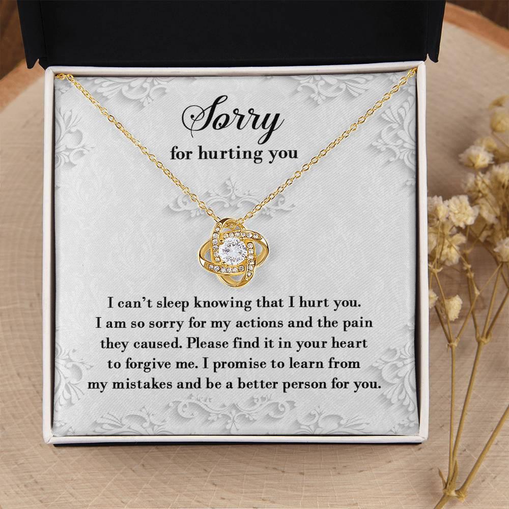 Apology Gift for Girlfriend, Wife, Soulmate - Sorry, Can’t Sleep - Love Knot Pendant Necklace - Mallard Moon Gift Shop