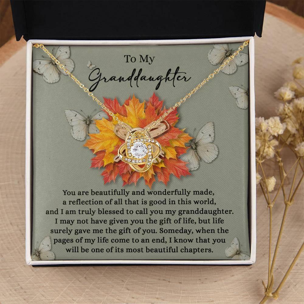 Granddaughter – Love Knot Necklace Gift | “Gift of You” Sentimental Message Card | Grandparent Keepsake for Birthday, Christmas & Special Milestones