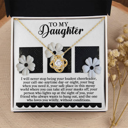 Gift for Daughter - Loudest Cheerleader - Love Knot Pendant Necklace - Mallard Moon Gift Shop