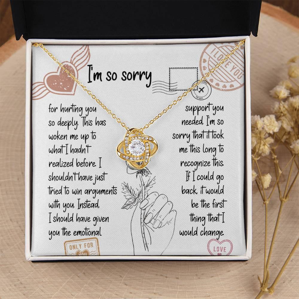 Apology Gift for Girlfriend, Wife, Soulmate, Emotional Support - Love Knot Pendant Necklace - Mallard Moon Gift Shop