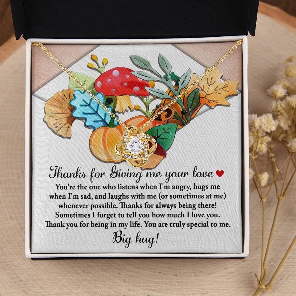 Thanksgiving Gift for Her – “Thanks for Giving Me Your Love” Necklace with Message Card | Heartfelt Gratitude Gift for Mom, Sister, or Best Friend