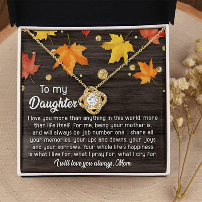 Daughter - Job Number One - Love Knot Pendant Necklace - Mallard Moon Gift Shop