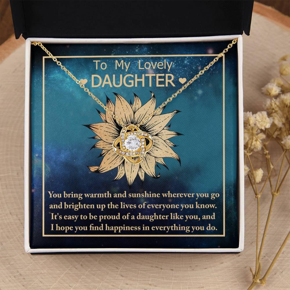 Daughter Gift for Birthday, Christmas, Graduation - Proud Of You - Love Knot Pendant Necklace - Mallard Moon Gift Shop