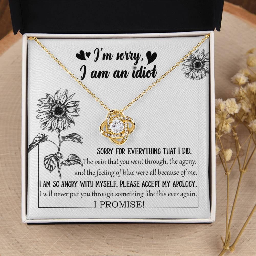 Apology Gift for Girlfriend, Wife, Soulmate - Sorry, Feeling Blue - Love Knot Pendant Necklace - Mallard Moon Gift Shop