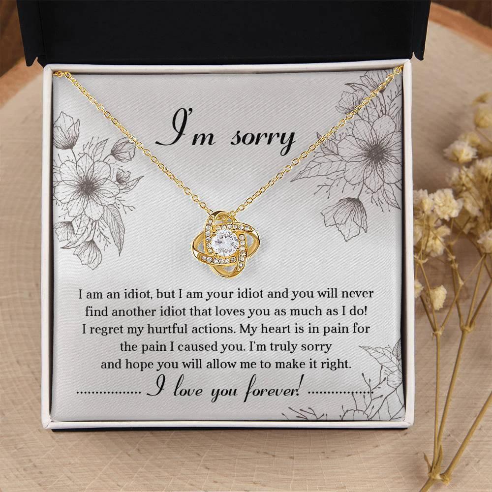 Apology Gift for Her - Sorry For The Pain I Caused You - Love Knot Pendant Necklace