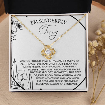 Apology Gift for Girlfriend, Wife, Soulmate -Sorry, Care For You - Love Knot Pendant Necklace - Mallard Moon Gift Shop