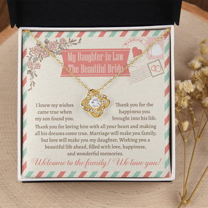 Daughter-In-Law Wedding Day Gift Welcome to the Family Love Knot Pendant Necklace - Mallard Moon Gift Shop