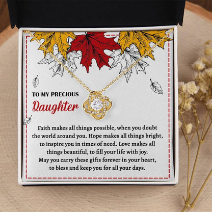 Daughter - Fill Your Life - Love Knot Pendant Necklace - Mallard Moon Gift Shop