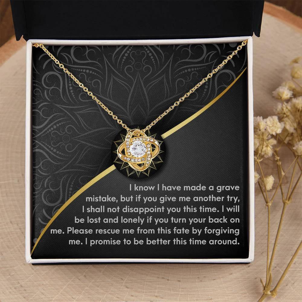 Apology Gift for Girlfriend, Wife, Soulmate-Sorry, Turn Your Back-Love Knot Pendant Necklace