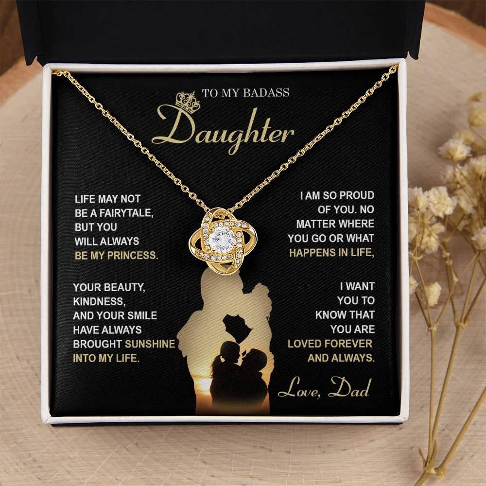 Daughter Gift from Dad - Be My Princess - Love Knot Pendant Necklace