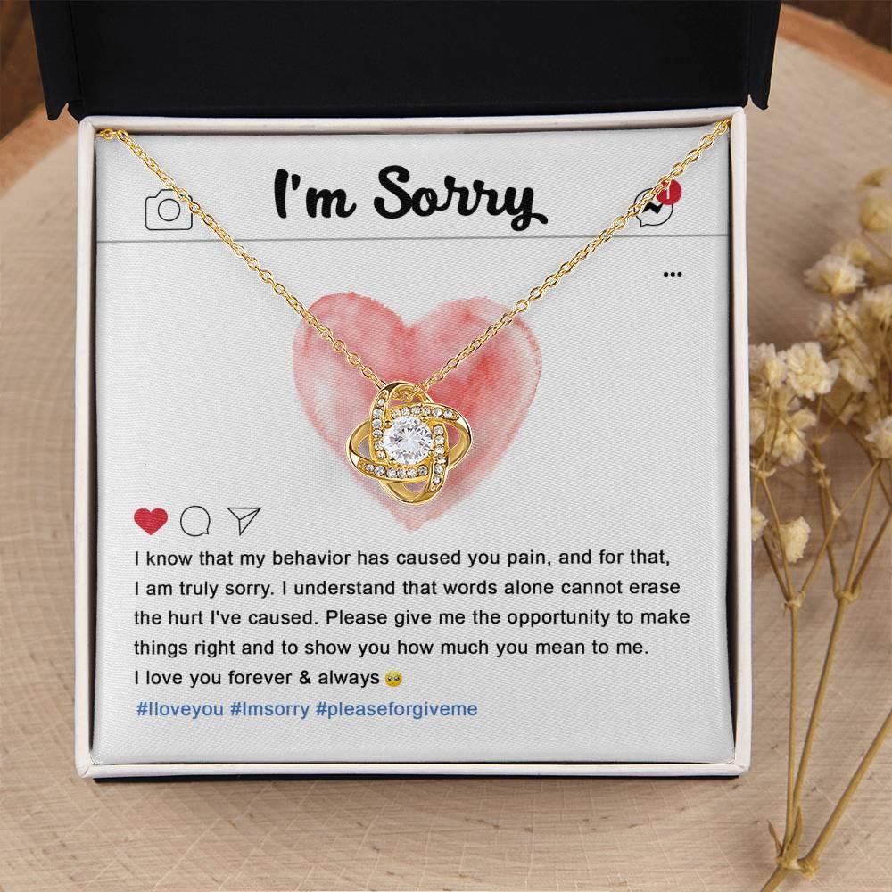 Apology Gift for Girlfriend, Wife, Soulmate - Sorry, Cannot Erase - Love Knot Pendant Necklace - Mallard Moon Gift Shop