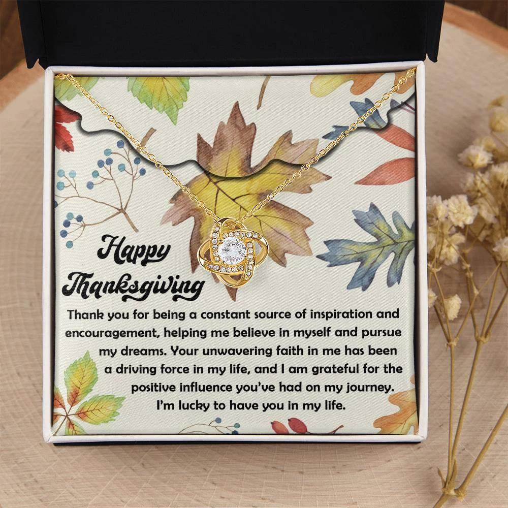 Thanksgiving Gift for Her – “On My Journey” Love Knot Necklace with Message Card | Inspirational Gratitude Gift for Mom, Mentor, or Friend