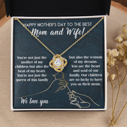 Mother's Day Gift to Wife You're the Mother of My Children and the Beat of My Heart Love Knot Pendant Necklace - Mallard Moon Gift Shop