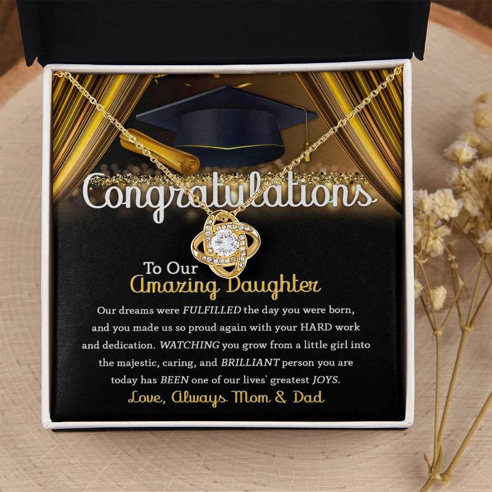 Daughter Graduation Jewelry Necklace with Message Card from Mom and Dad - You Made Us So Proud