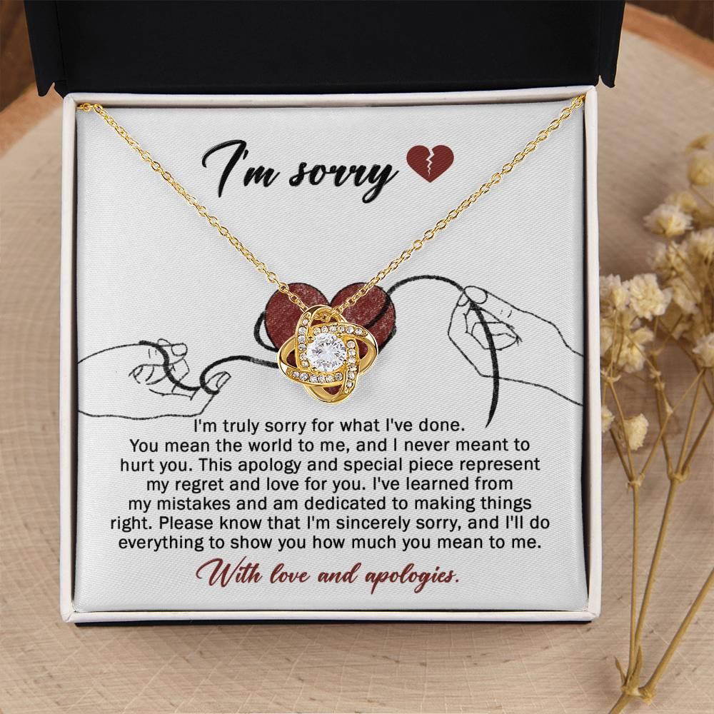 Apology Gift for Girlfriend, Wife, Soulmate - Sorry, Mean The World - Love Knot Pendant Necklace - Mallard Moon Gift Shop