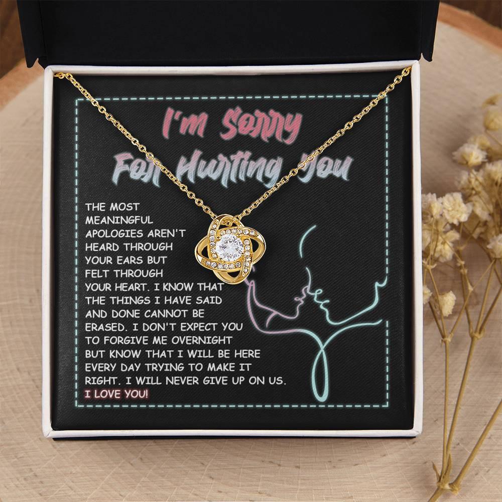 Apology Gift for Girlfriend, Wife, Soulmate - Sorry, Never Give Up -Love Knot Pendant Necklace - Mallard Moon Gift Shop