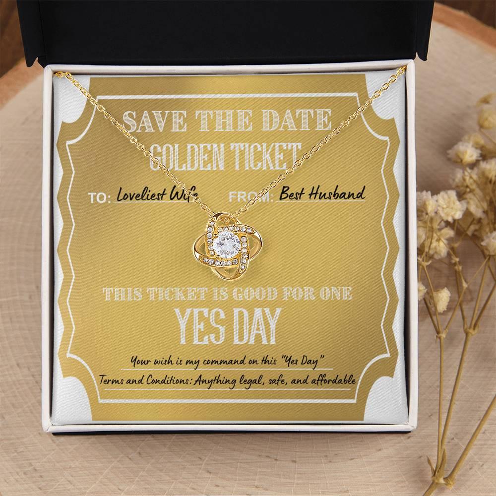 Wife Wedding Day Gift - Golden Ticket - Love Knot Pendant Necklace - Mallard Moon Gift Shop