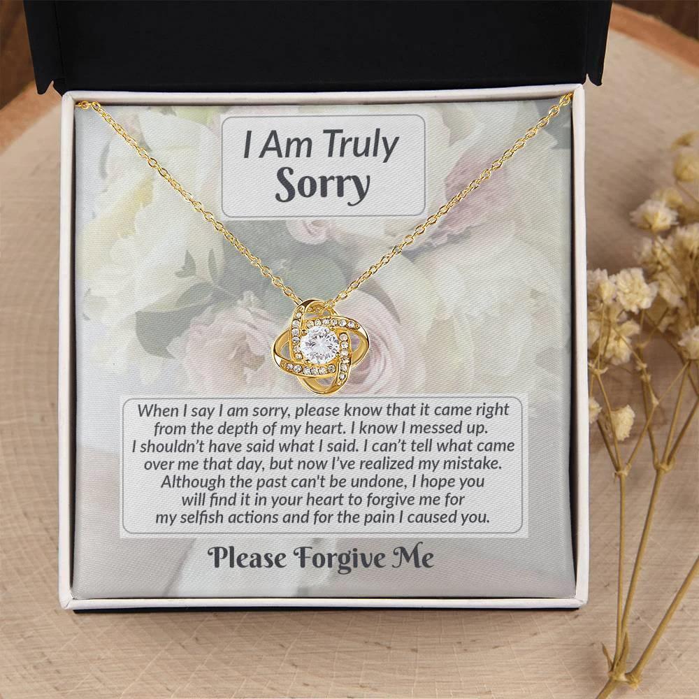 Apology Gift for Girlfriend, Wife, Soulmate - Sorry, What I Said - Love Knot Pendant Necklace