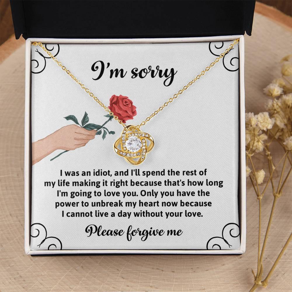 Gift for Girlfriend, Wife - Sorry, Making It Right - Love Knot Pendant Necklace - Mallard Moon Gift Shop