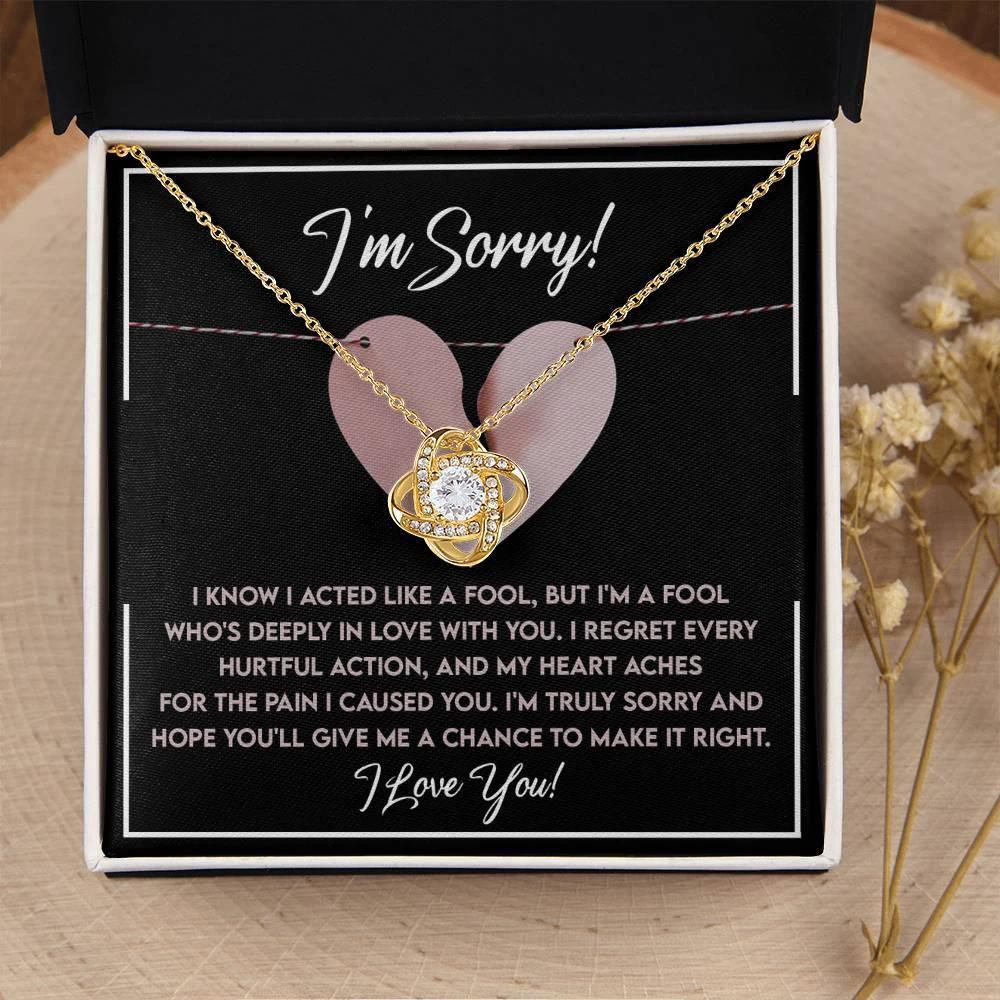 Apology Gift for Girlfriend, Wife, Soulmate - Sorry, Deeply In Love - Love Knot Pendant Necklace